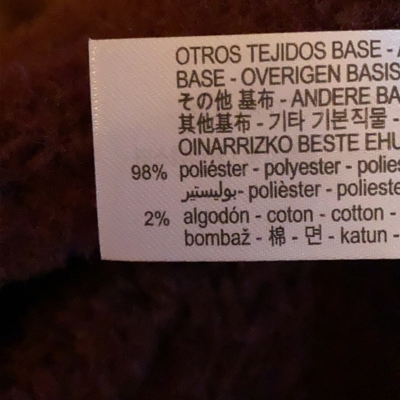 NWT. Zara Burgundy Faux Leather Double Faced Aviator Biker Jacket. Size XS. - Picture 9 of 12